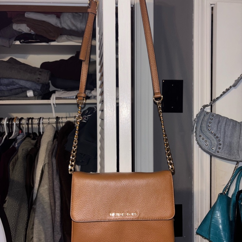 Michael Kors Brown Crossbody Bag with Gold Chain